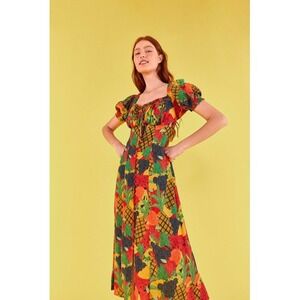 farm rio red nature guipure midi dress Red Floral Chains Guipure Midi Dress FARM Rio